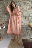 Kasbah Bubble Cotton Bandana Peasant Dress Apricot?